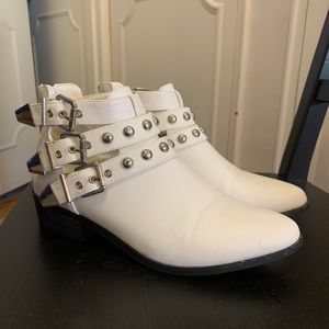 White studded booties